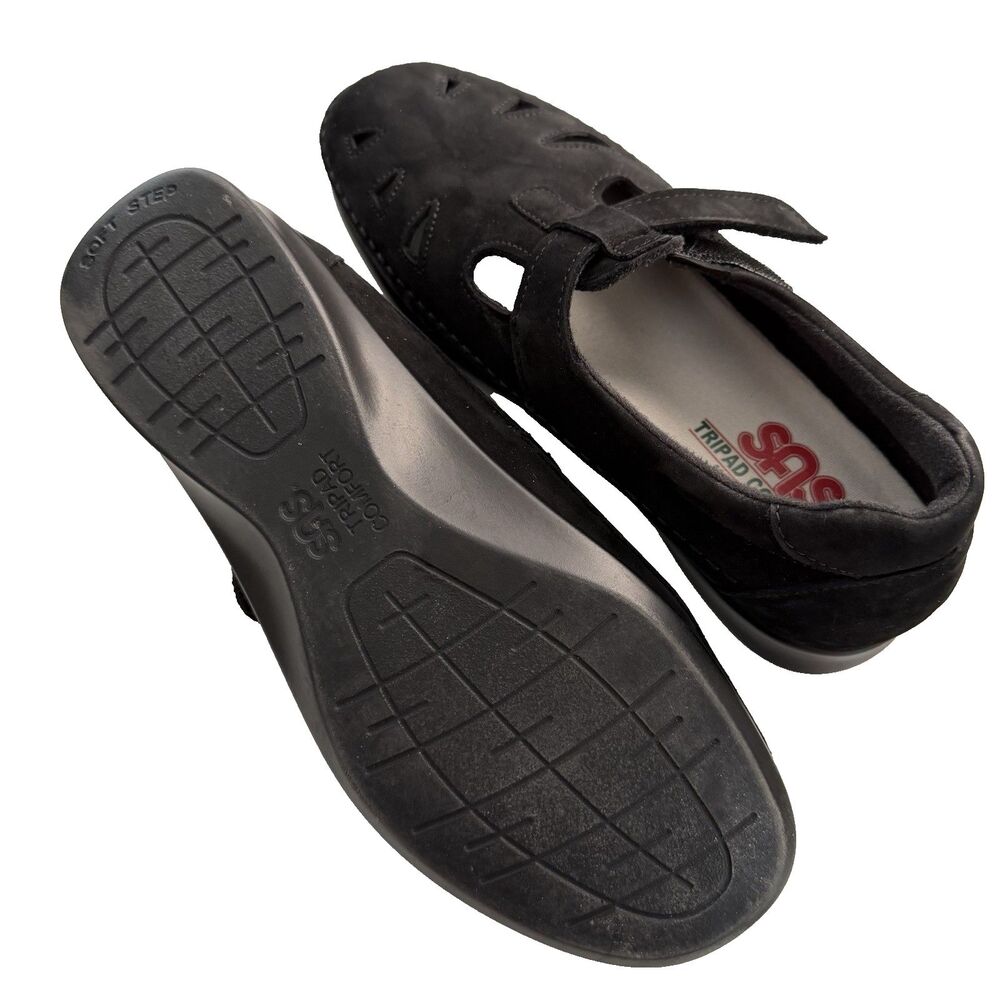 SAS Tripad Comfort Roamer Women's Black Leather Suede Mary Janes Shoes Size 7.5W